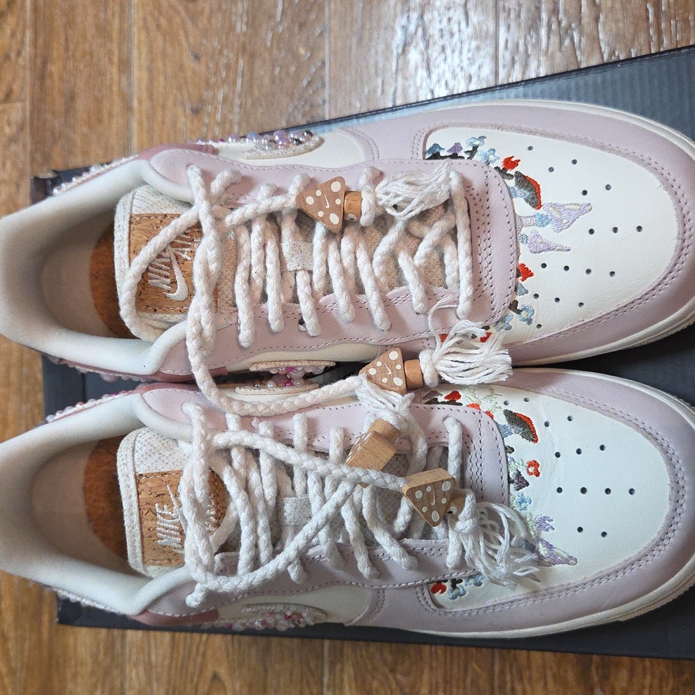 Nike AF1 Mushroom Sneakers Size 10 Added Bling - Picture 2 of 16